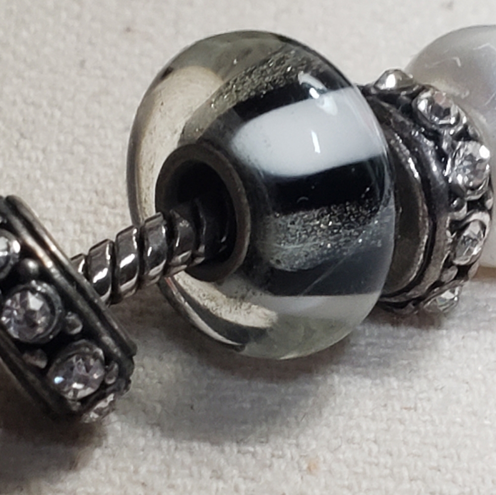 Glass Charm, Silver & Crystal Bracelet View 5